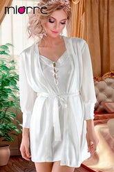 Elegant White Satin Robe Set